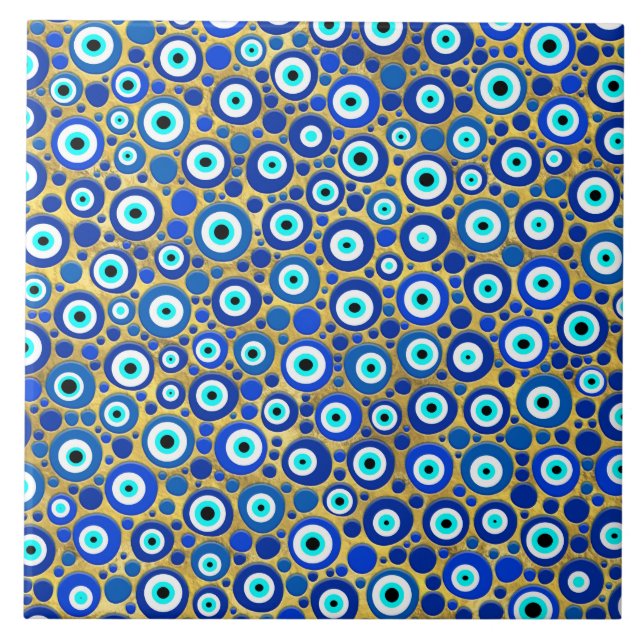 Evil Eye Charm Pattern Ceramic Tile (Front)