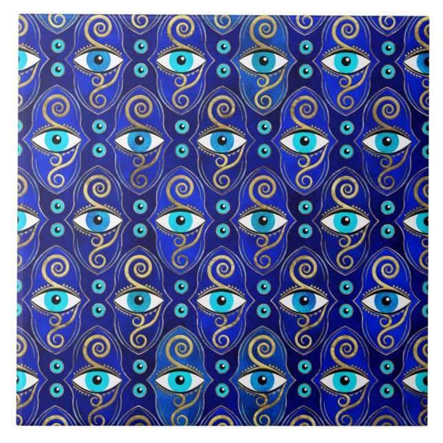 Evil Eye Charm Pattern Ceramic Tile (Front)