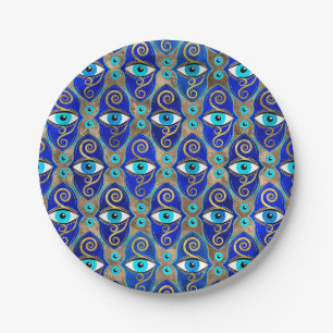 Evil Eye Charm Pattern Paper Plates