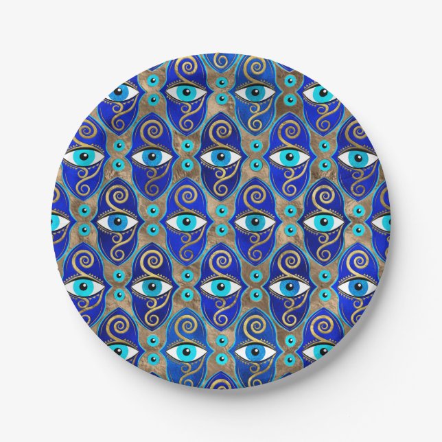 Evil Eye Charm Pattern Paper Plates (Front)