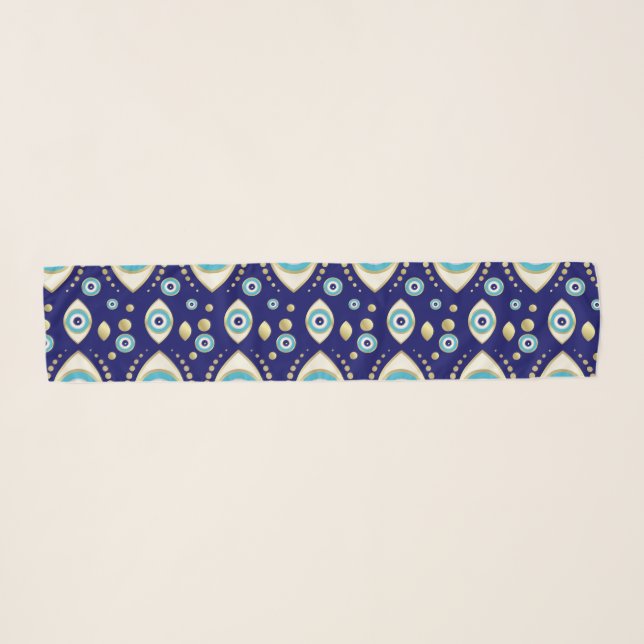 Evil Eye Charm Pattern Scarf (Front (Horizontal))