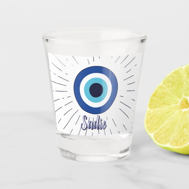 evil eye customizable  shot glass (Front)