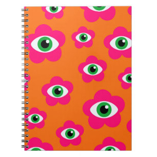 Evil Eye Daisy Pattern Mid Century Modern Retro Notebook
