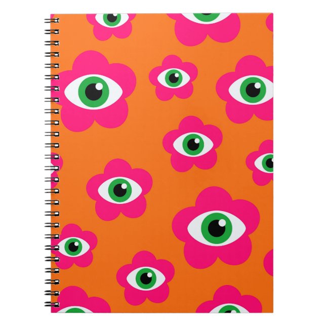 Evil Eye Daisy Pattern Mid Century Modern Retro Notebook (Front)