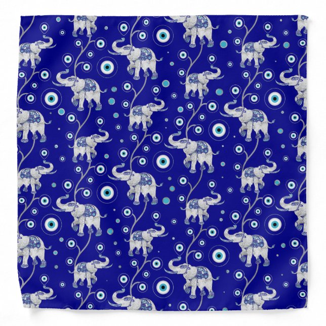 Evil Eye Elephant Good Luck amulet pattern Bandana (Front)
