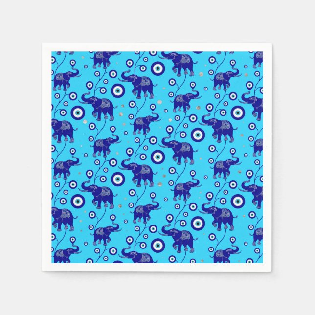 Evil Eye Elephant Good Luck amulet pattern Napkins (Front)
