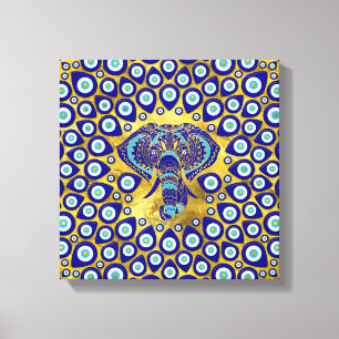 Evil Eye Elephant Mandala Ornament Canvas Print