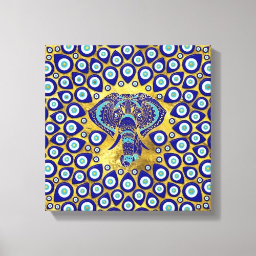 Evil Eye Elephant Mandala Ornament Canvas Print