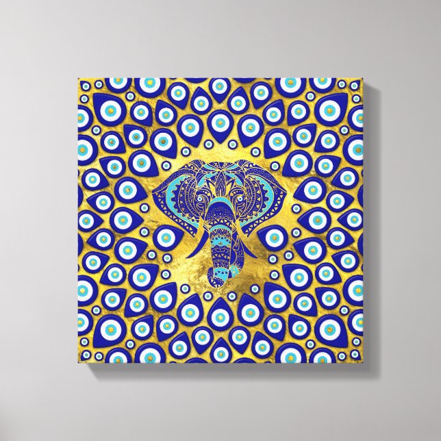 Evil Eye Elephant Mandala Ornament Canvas Print (Front)