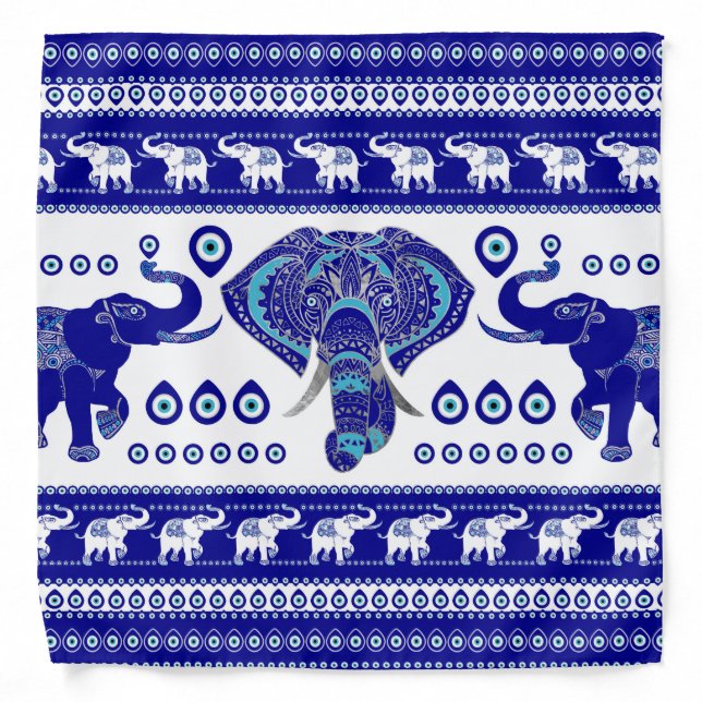 Evil Eye Elephant Ornament Bandana (Front)