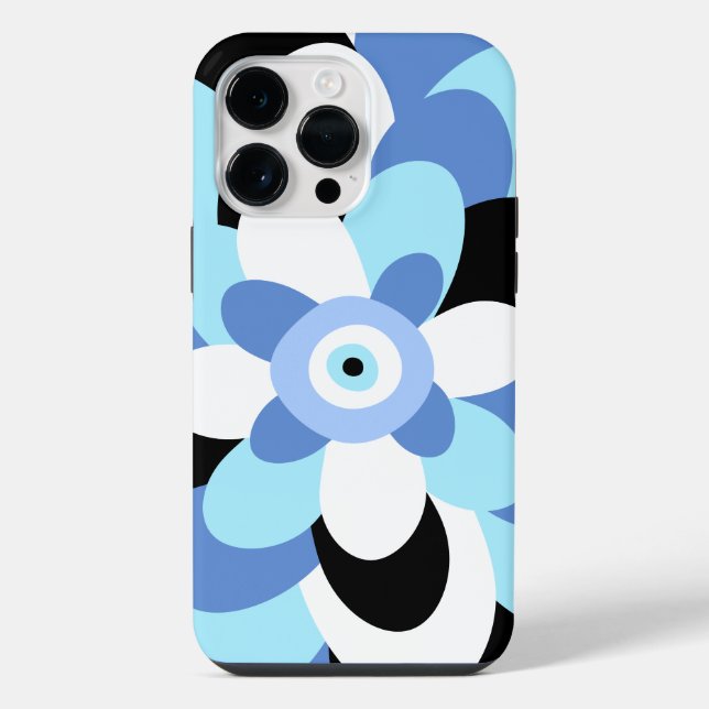 Evil Eye Flowers Soft Blue Greek Amulet Aesthetic iPhone Case (Back)