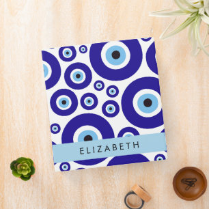 Evil Eye, Greek Eye, Turkish Eye, Mati, Your Name 3 Ring Binder