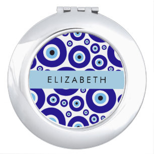 Evil Eye, Greek Eye, Turkish Eye, Mati, Your Name Compact Mirror