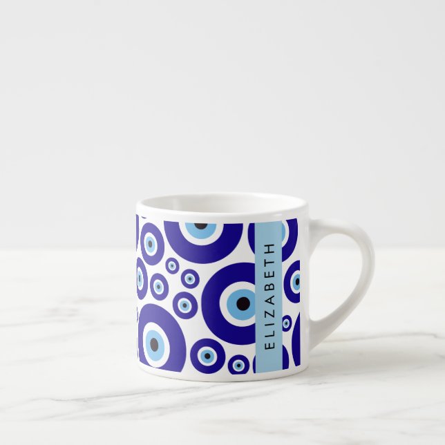 Evil Eye, Greek Eye, Turkish Eye, Mati, Your Name Espresso Cup (Right)