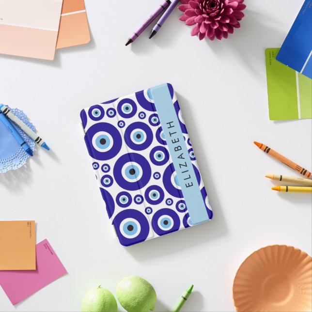 Evil Eye, Greek Eye, Turkish Eye, Mati, Your Name iPad Mini Cover (In Situ)