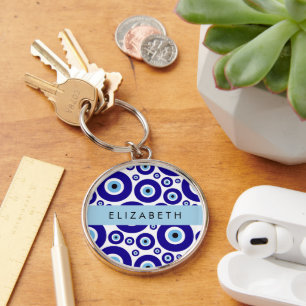 Evil Eye, Greek Eye, Turkish Eye, Mati, Your Name Keychain
