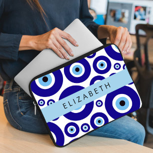 Evil Eye, Greek Eye, Turkish Eye, Mati, Your Name Laptop Sleeve