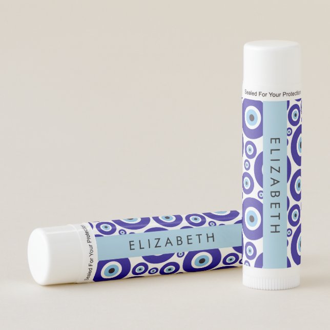 Evil Eye, Greek Eye, Turkish Eye, Mati, Your Name Lip Balm (Front)
