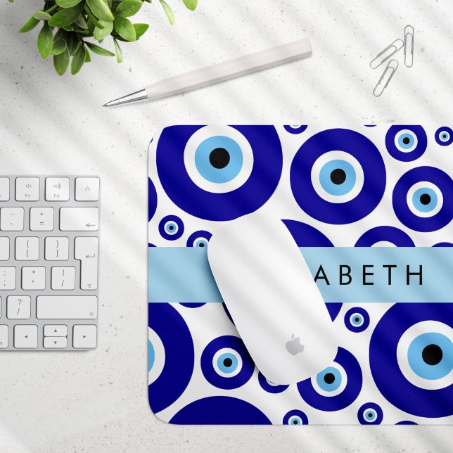 Evil Eye, Greek Eye, Turkish Eye, Mati, Your Name Mouse Pad (Creator Uploaded)