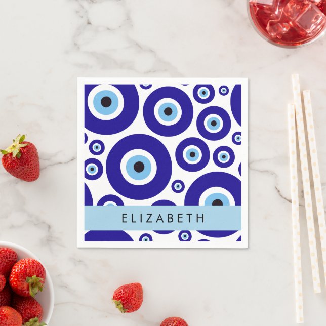 Evil Eye, Greek Eye, Turkish Eye, Mati, Your Name Napkins (Insitu)