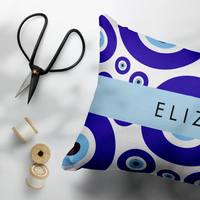 Evil Eye, Greek Eye, Turkish Eye, Mati, Your Name Pillow Case (Creator Uploaded)