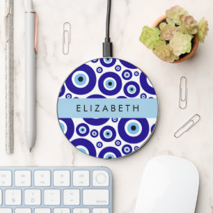 Evil Eye, Greek Eye, Turkish Eye, Mati, Your Name Wireless Charger