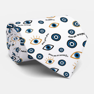 Evil Eye Greek Pattern: “Ftou Ftou” Amulet Neck Tie