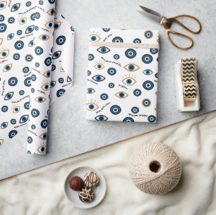 Evil Eye Greek Pattern: “Ftou Ftou” Amulet Wrapping Paper