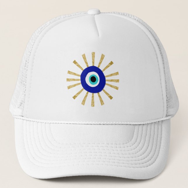 Evil Eye Greek Symbol Sunrays  Trucker Hat (Front)