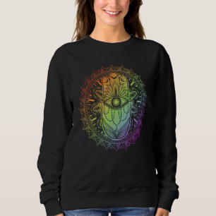 Evil Eye Hamsa Hand Mandala Hindu Yoga Meditation Sweatshirt