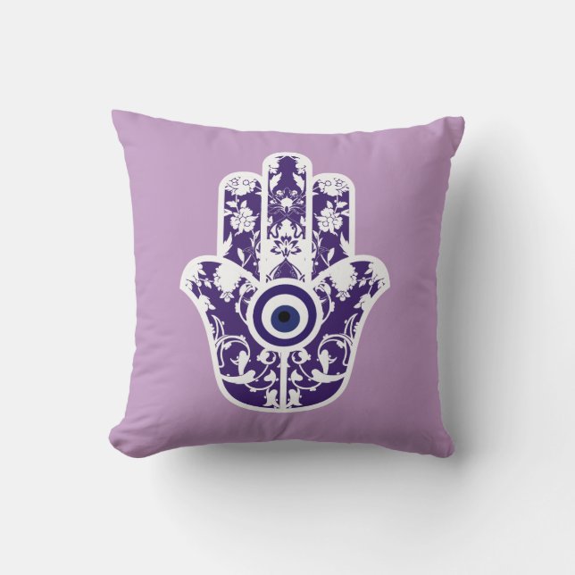 Evil eye hamsa hand throw pillow (Front)
