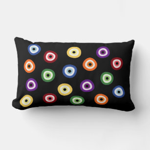 Evil Eye in Rainbow Colors Black Lumbar Pillow