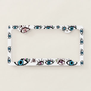 Evil eye license plate frame