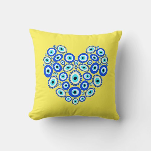 Evil Eye Love Heart Pretty Throw Pillow