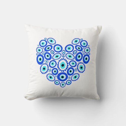 Evil Eye Love Heart Romantic Throw Pillow