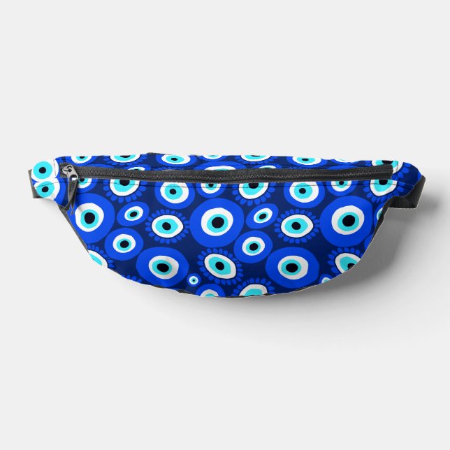 Evil Eye Lucky Charm Blue White Pattern Fanny Pack (Lay Down)