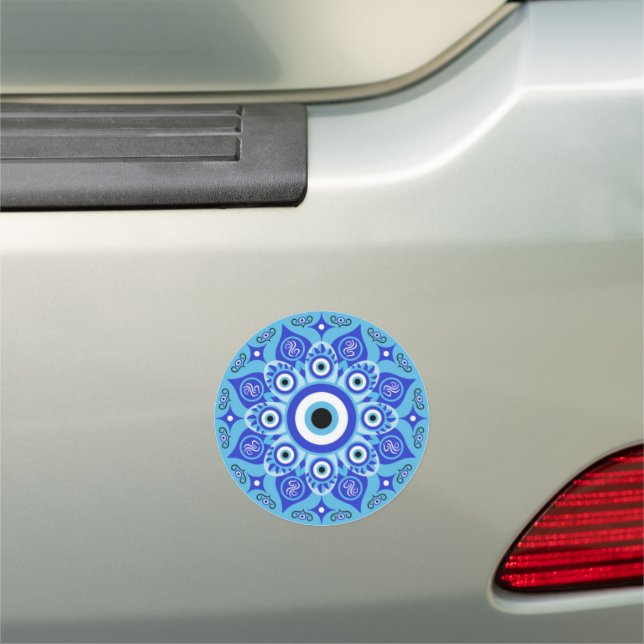 Evil Eye Mandala Nazar Amulet Protection Bumper Car Magnet (In Situ)