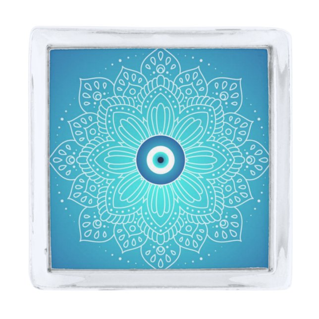 Evil Eye Mandala Protection Lapel Pin (Front)