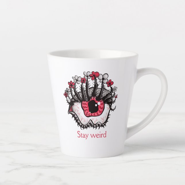 Evil Eye Melt Creepy Psychedelic Horror Stay Weird Latte Mug (Right)