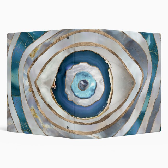 Evil Eye Mineral textures and gold 3 Ring Binder (Background)