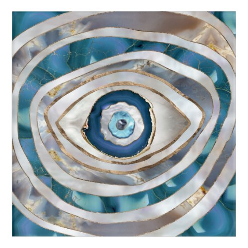 Evil Eye Mineral textures and gold Acrylic Print