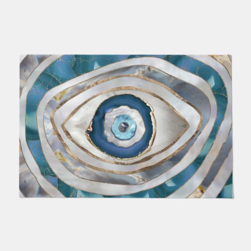 Evil Eye Mineral textures and gold Doormat