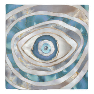 Evil Eye Mineral textures and gold Duvet Cover