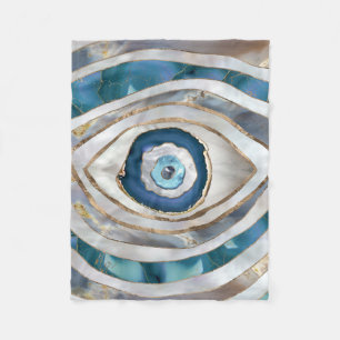 Evil Eye Mineral textures and gold Fleece Blanket