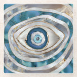 Evil Eye Mineral textures and gold Glass Coaster<br><div class="desc">Evil Eye Mineral textures and gold</div>