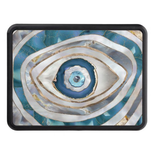 Evil Eye Mineral textures and gold Hitch Cover