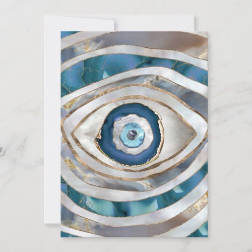 Evil Eye Mineral textures and gold Holiday Card
