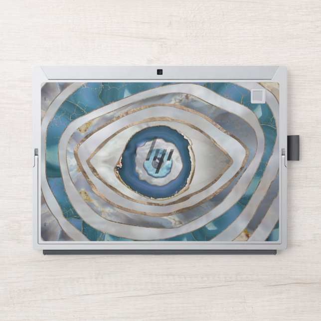 Evil Eye Mineral textures and gold HP Laptop Skin (Front)