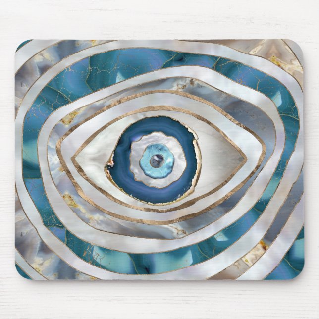 Evil Eye Mineral textures and gold Mouse Pad (Front)