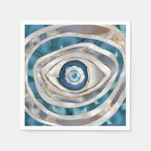 Evil Eye Mineral textures and gold Napkins